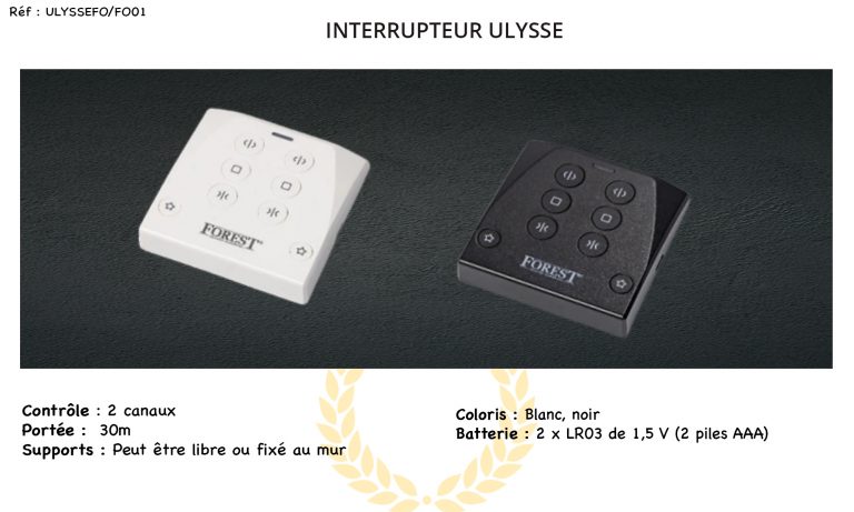 Interrupteur mural blanc ou noir pour rideaux ou stores motorisés